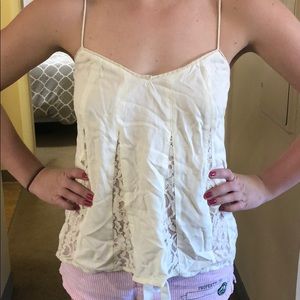 Cream tank top with lace details